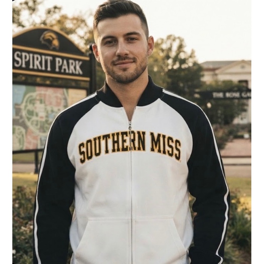 Colosseum Southern Miss Golden Eagles Track Jacket Mens Large White Black Zip Up